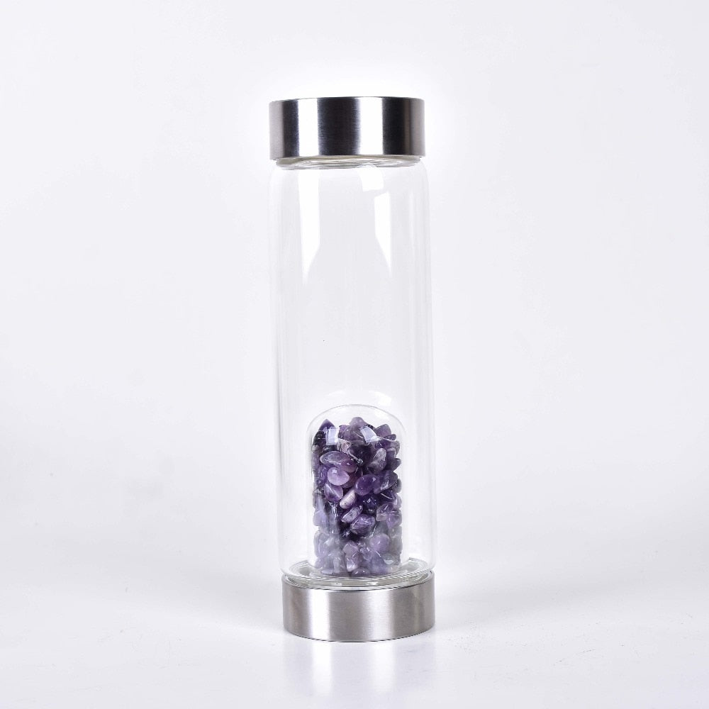 Natural Amethyst crystalWater Bottle